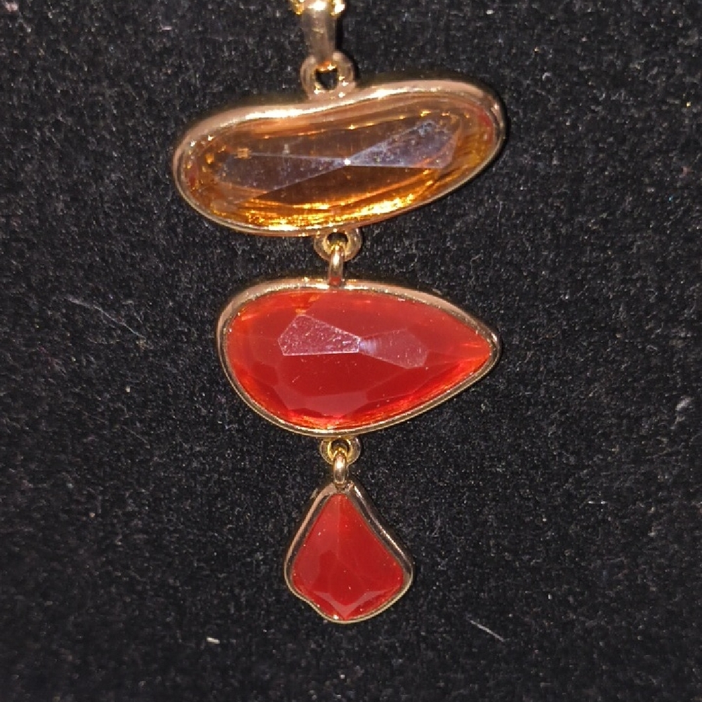 Modern Reds Pendant Necklace 30" Plus Extender